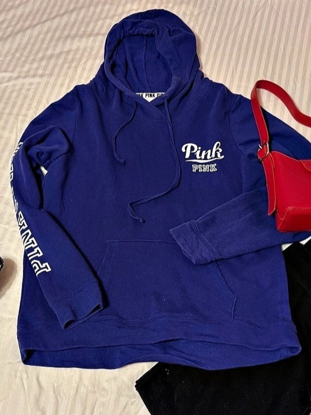 PINK Blue Pullover Hoodie